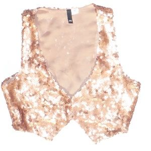 H&M Bronze Sequin Semi Shiny Vest Size S